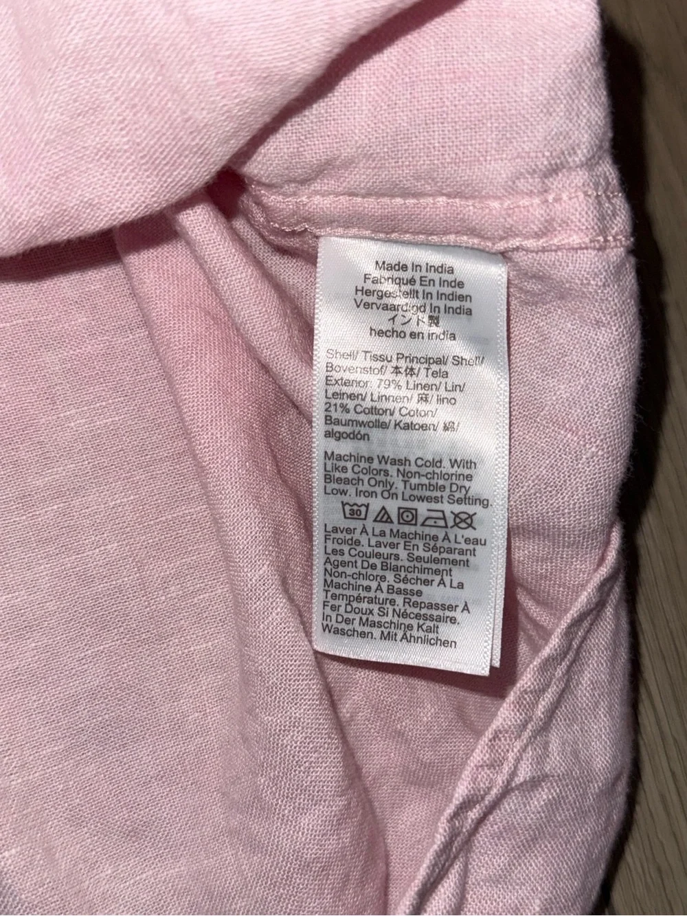 J Crew Men's XL light Pink Linen Cotton Button-down Long Sleeve Shirt Slim Fit